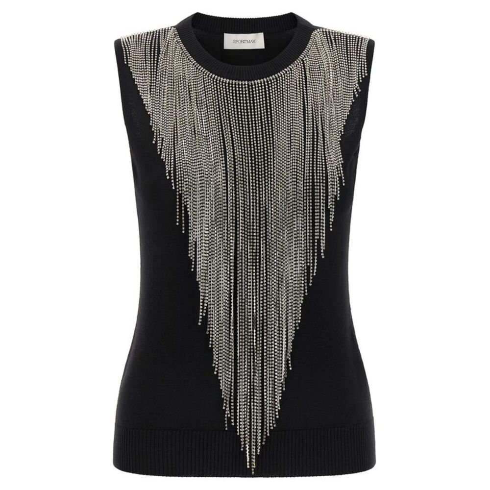 Sportmax Black Virgin Wool Tank Women's Tops